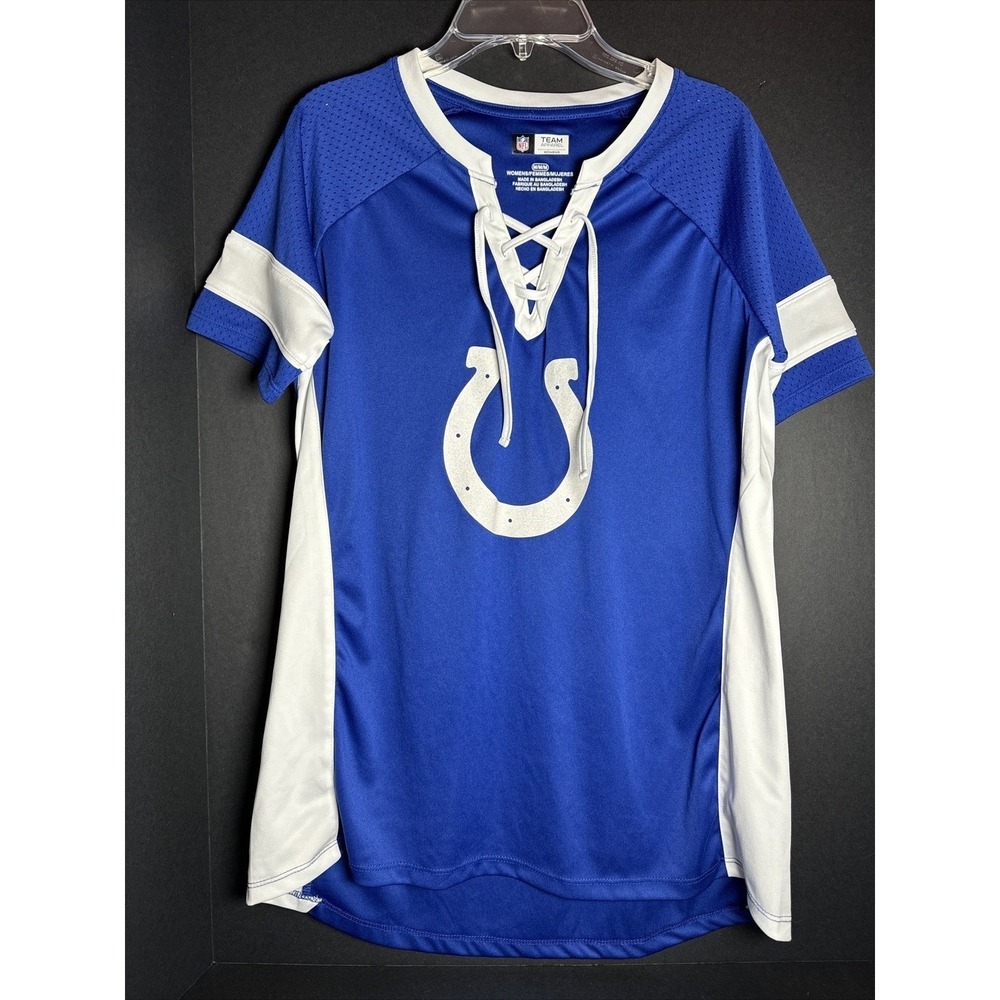 Fanatics Indianapolis Colts Women's Lace Up Royal Blue Jersey TShirt Size XL NWT